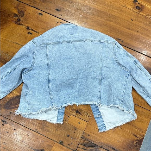 Celebrity Pink Light Blue Denim Distressed Cropped Jacket Size XL Extra Large - Picture 8 of 8